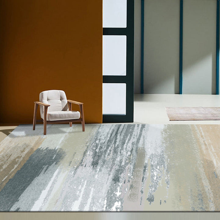 Modern water color pattern carpet with swirl stripes Multicolor polyester rug washable pet-friendly non-slip rug for the living room | Bowlift