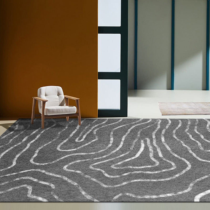 Modern water color pattern carpet with swirl stripes Multicolor polyester rug washable pet-friendly non-slip rug for the living room | Bowlift