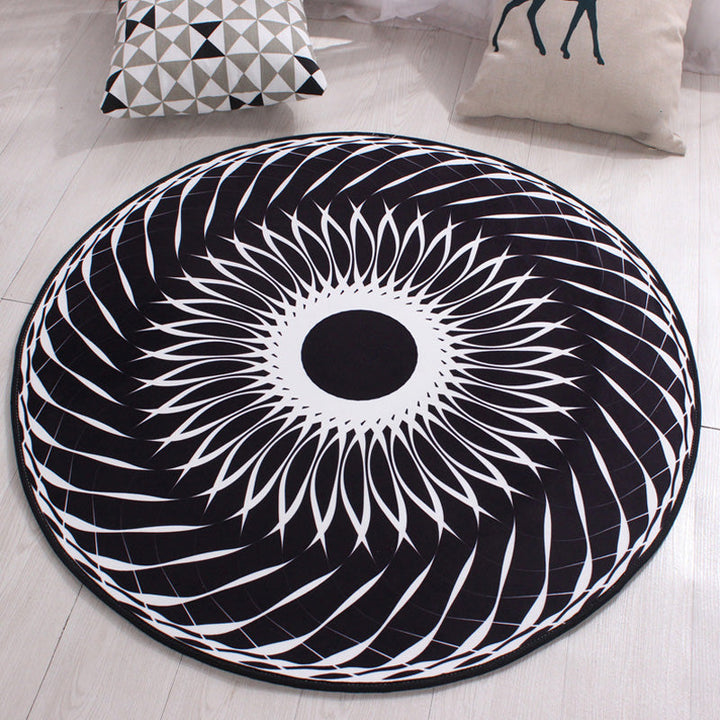Black and white Moroccan carpet polyester floral pattern carpet pet-friendly washable non-slip backing rug for decoration | Bowlift