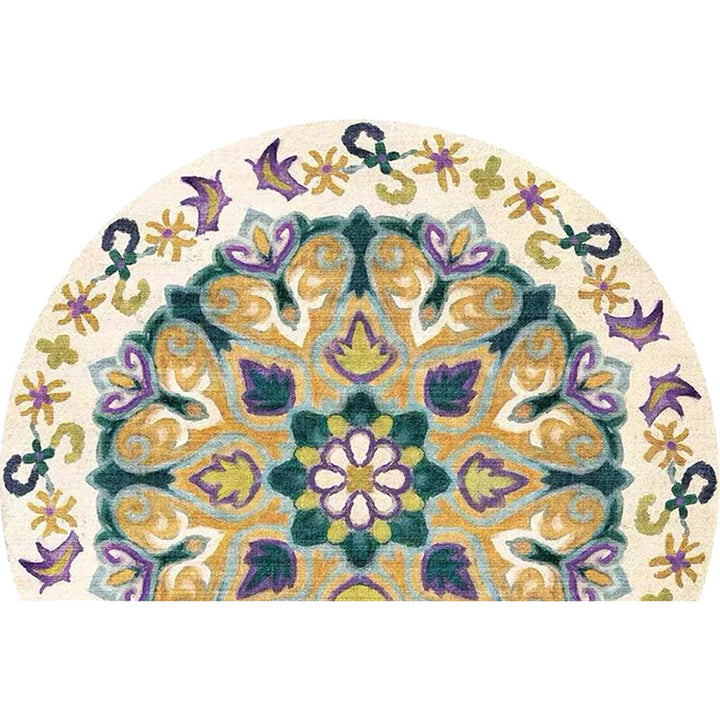 BowLift | Bohemian Floral Pattern Rug Multicolor Polyester Rug Machine Washable Non-Slip Back Rug for Living Room