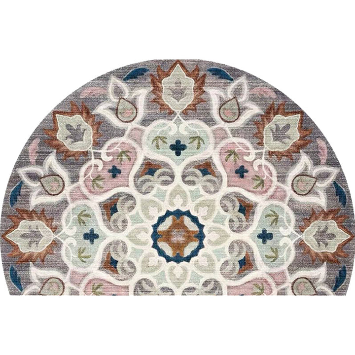 BowLift | Bohemian Floral Pattern Rug Multicolor Polyester Rug Machine Washable Non-Slip Back Rug for Living Room