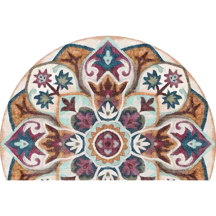 BowLift | Bohemian Floral Pattern Rug Multicolor Polyester Rug Machine Washable Non-Slip Back Rug for Living Room