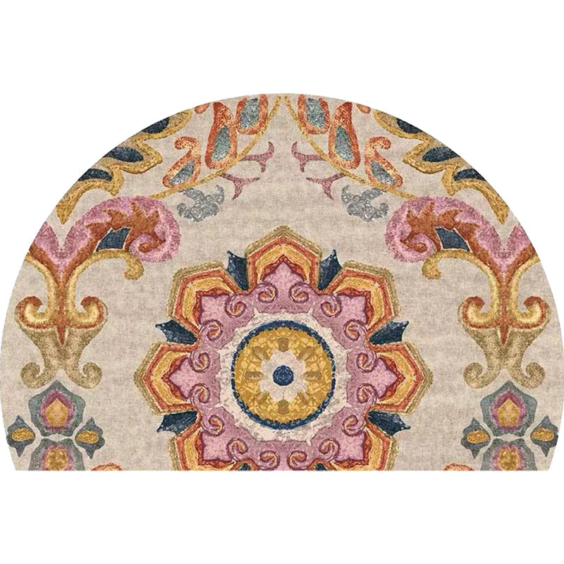 BowLift | Bohemian Floral Pattern Rug Multicolor Polyester Rug Machine Washable Non-Slip Back Rug for Living Room