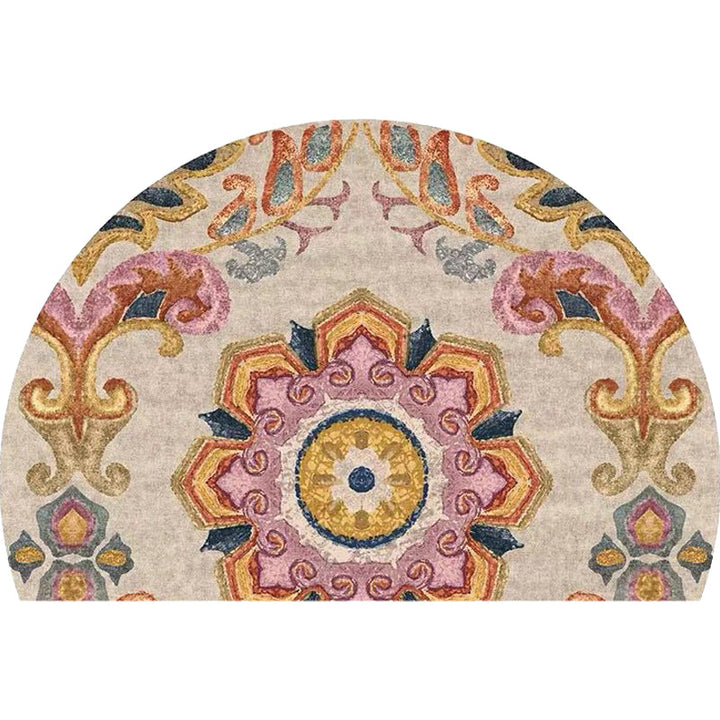 BowLift | Bohemian Floral Pattern Rug Multicolor Polyester Rug Machine Washable Non-Slip Back Rug for Living Room