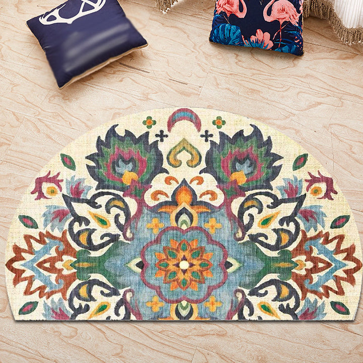 BowLift | Bohemian Floral Pattern Rug Multicolor Polyester Rug Machine Washable Non-Slip Back Rug for Living Room