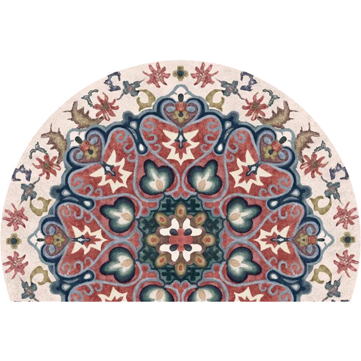 BowLift | Bohemian Floral Pattern Rug Multicolor Polyester Rug Machine Washable Non-Slip Back Rug for Living Room