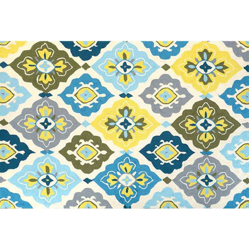 BowLift | Retro Azulejo Pattern Rug Multicolor Polyester Rug Washable Pet Friendly Non-Slip Rug for the Living Room