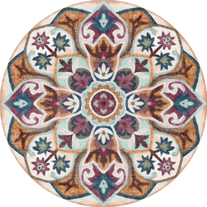 BowLift | Stylish Tribal Flower Pattern Rug Multicolored Moroccan Rug Polyester Pet Friendly Non-Slip Back Washable Rug for the Living Room