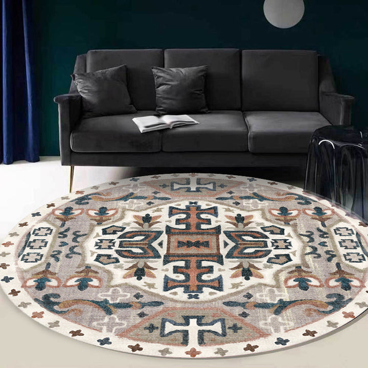 Stylish tribal floral pattern rug Multicolored Moroccan rug Polyester Pet-friendly non-slip backing Washable rug for the living room | Bowlift