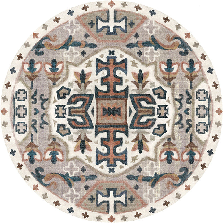 BowLift | Stylish Tribal Flower Pattern Rug Multicolored Moroccan Rug Polyester Pet Friendly Non-Slip Back Washable Rug for the Living Room