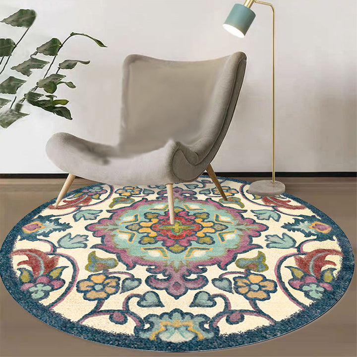 Stylish tribal floral pattern rug Multicolored Moroccan rug Polyester Pet-friendly non-slip backing Washable rug for the living room | Bowlift