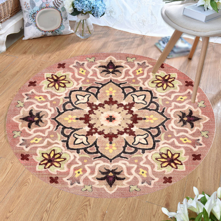 Stylish tribal floral pattern rug Multicolored Moroccan rug Polyester Pet-friendly non-slip backing Washable rug for the living room | Bowlift