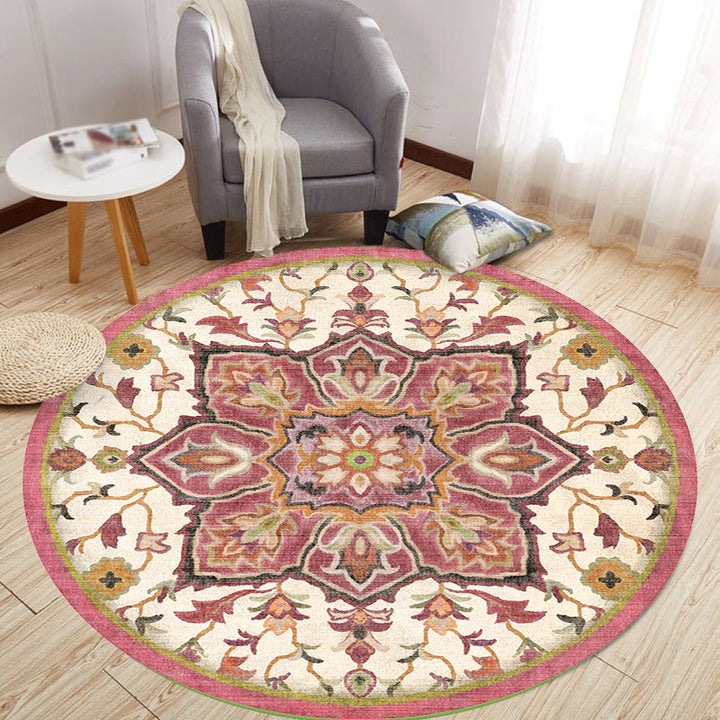 BowLift | Stylish Tribal Flower Pattern Rug Multicolored Moroccan Rug Polyester Pet Friendly Non-Slip Back Washable Rug for the Living Room