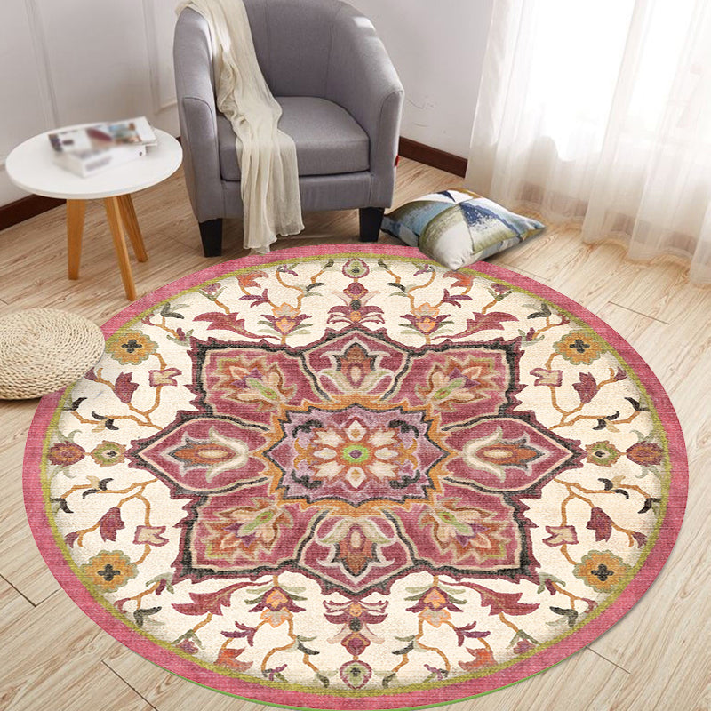 Stylish tribal floral pattern rug Multicolored Moroccan rug Polyester Pet-friendly non-slip backing Washable rug for the living room | Bowlift