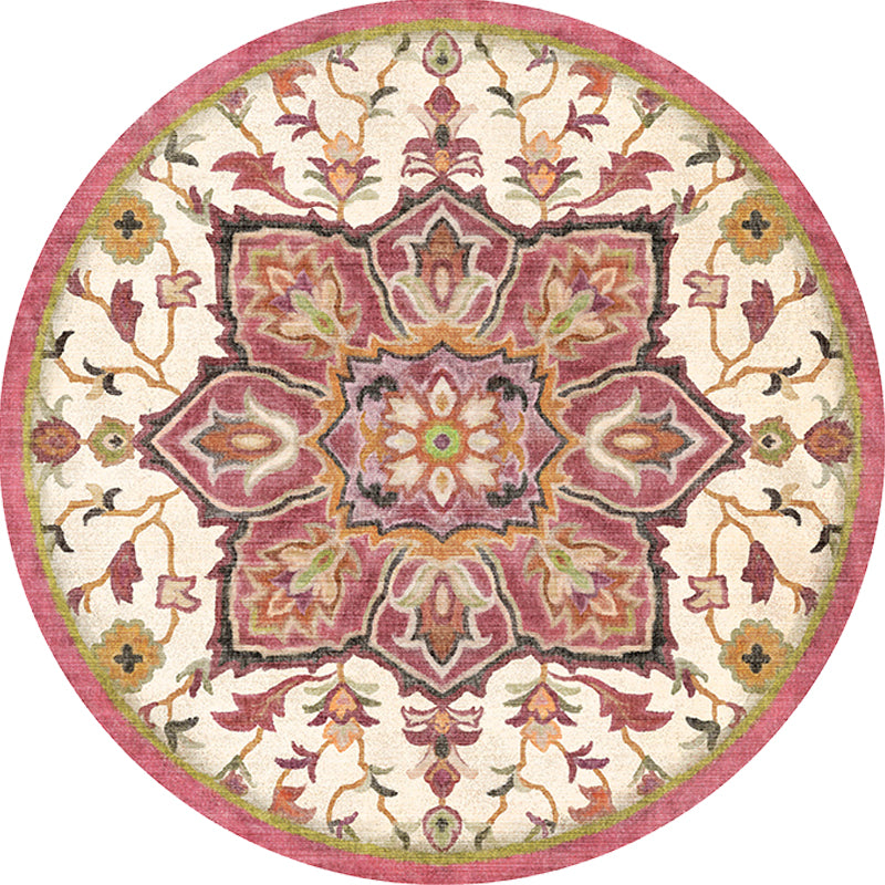 Stylish tribal floral pattern rug Multicolored Moroccan rug Polyester Pet-friendly non-slip backing Washable rug for the living room | Bowlift