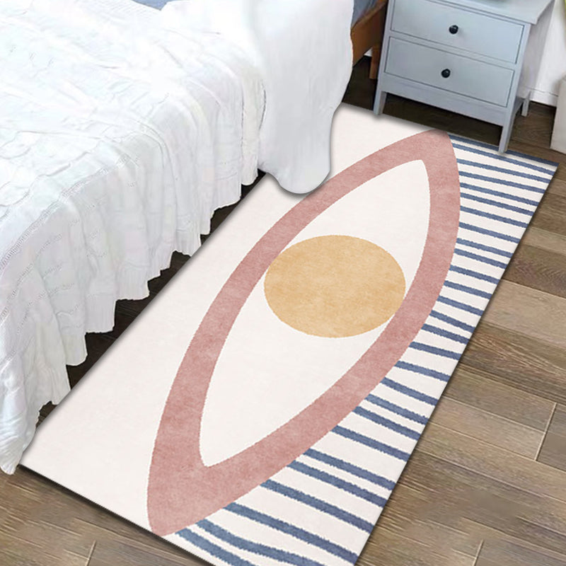 BowLift | Novelty Eye Pattern Rug Pink Polyester Rug Non-Slip Back Washable Pet-Friendly Rug for Home