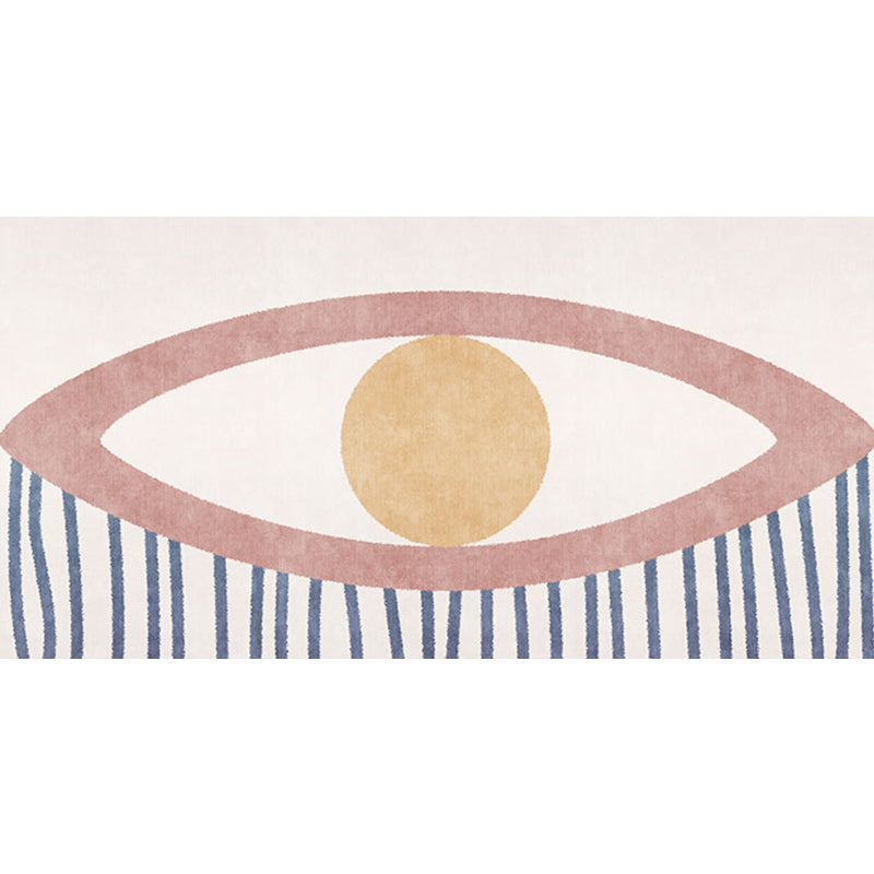 BowLift | Novelty Eye Pattern Rug Pink Polyester Rug Non-Slip Back Washable Pet-Friendly Rug for Home