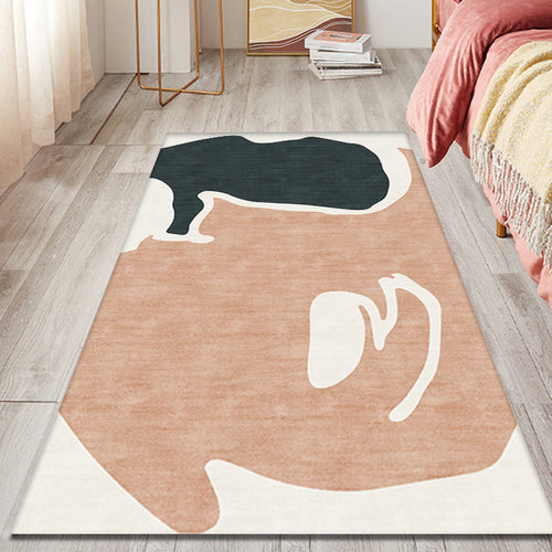 BowLift | Orange and Black Color Block Carpet Polyester Modern Carpet Washable Anti-Slip Pet Friendly Area Carpet for Living Room