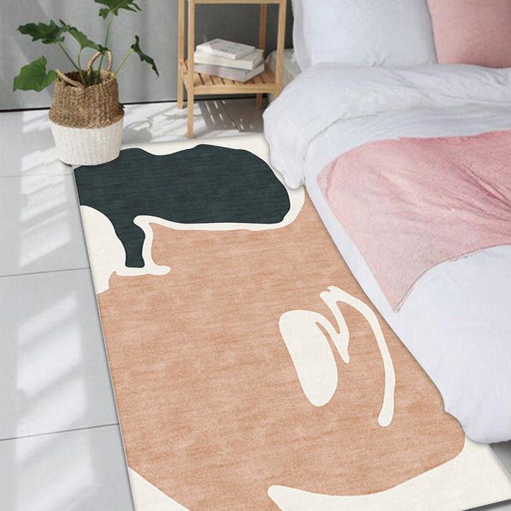 BowLift | Orange and Black Color Block Carpet Polyester Modern Carpet Washable Anti-Slip Pet Friendly Area Carpet for Living Room