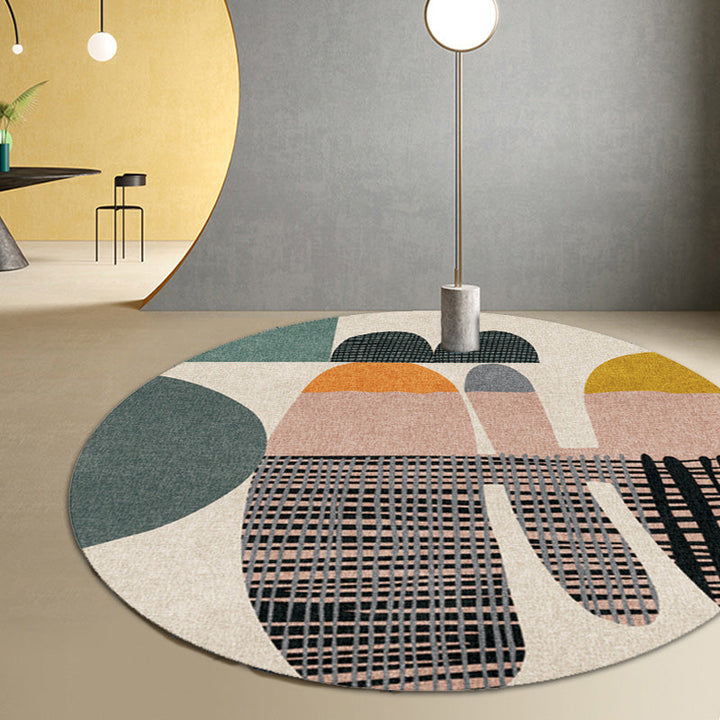 Colorblock striped rug Polyester Modernism rug Washable Non-slip Pet-friendly rug for the living room | Bowlift