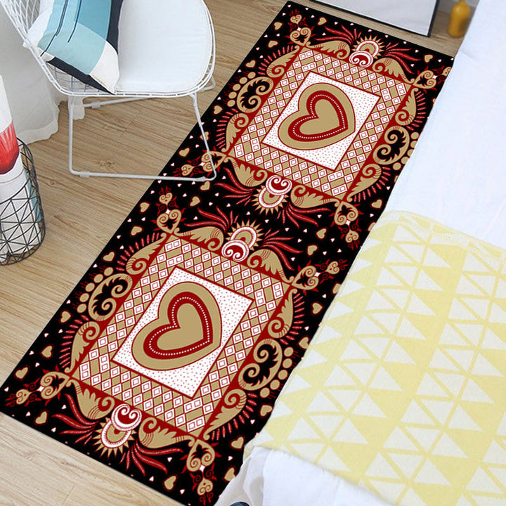 Unique heart pattern rug Black and Green Moroccan rug Polyester Pet-friendly Non-slip backing Washable rug for the living room | Bowlift