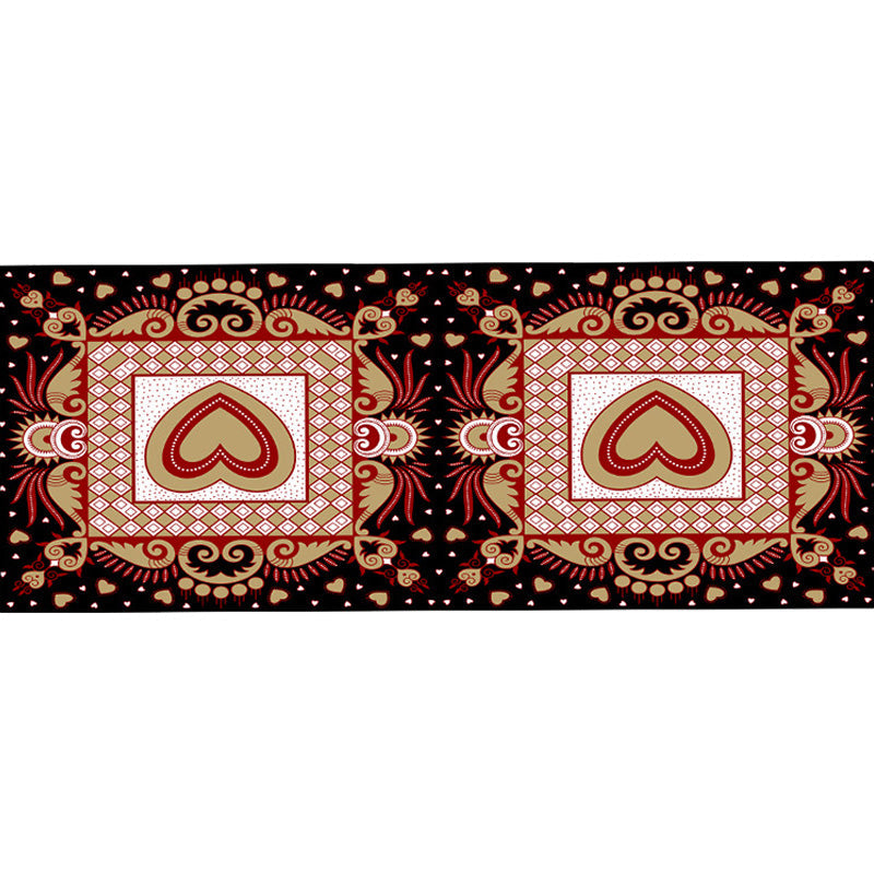 Unique heart pattern rug Black and Green Moroccan rug Polyester Pet-friendly Non-slip backing Washable rug for the living room | Bowlift
