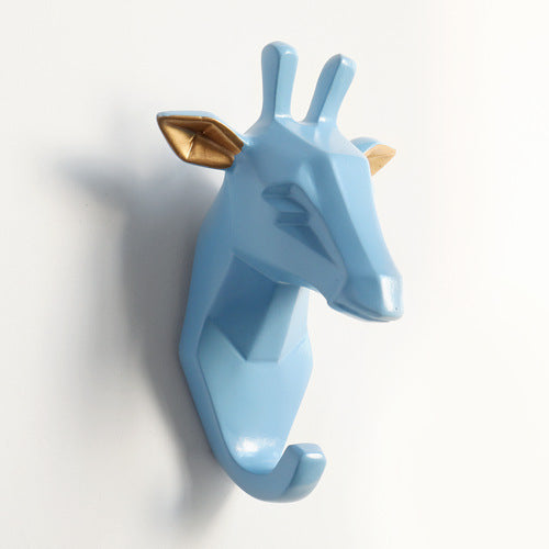 Cute Animal Head Nordic Paste Key Hook Punch-free Nail-free Clothes Hook Creative Wall Decoration Coat Hook