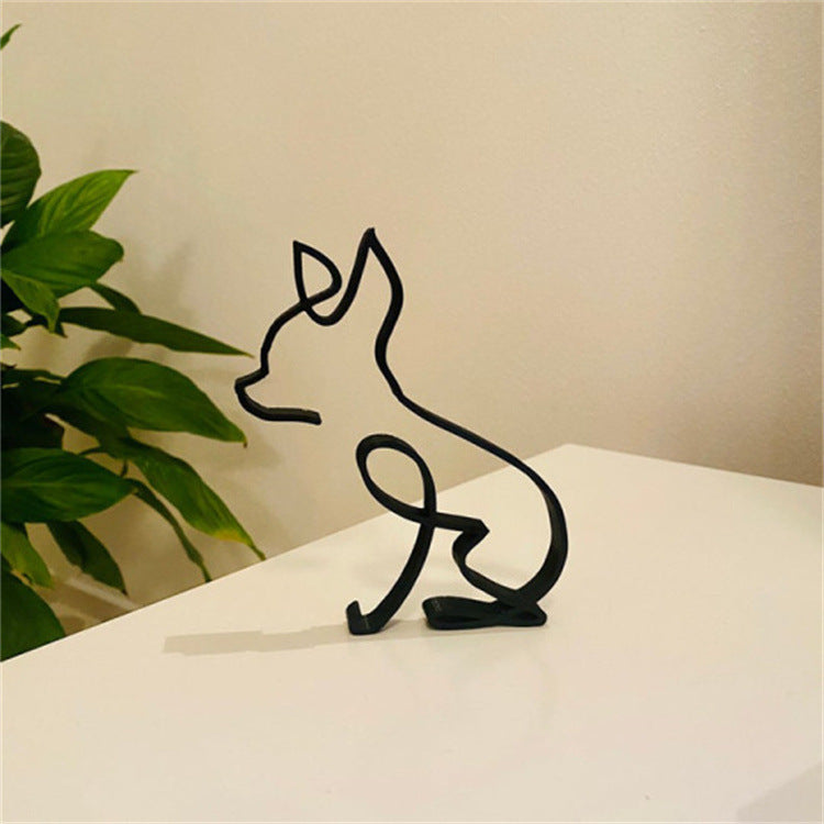 Simple Metal Dog Art Sculpture Ornaments Home Decoration