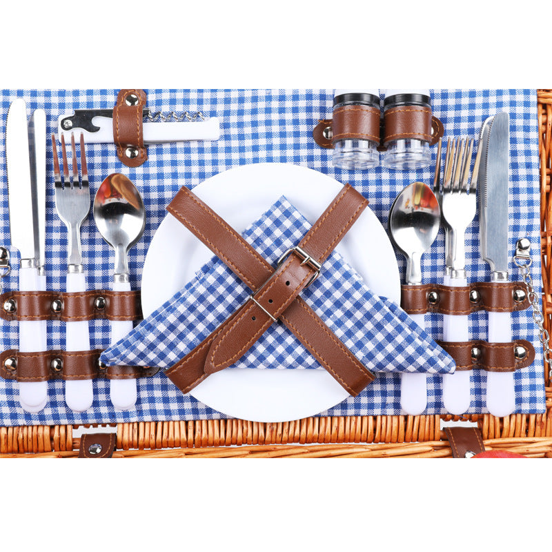 Ladies luxurious picnic basket with integrated crockery set and insulated cooler compartment Bowlift