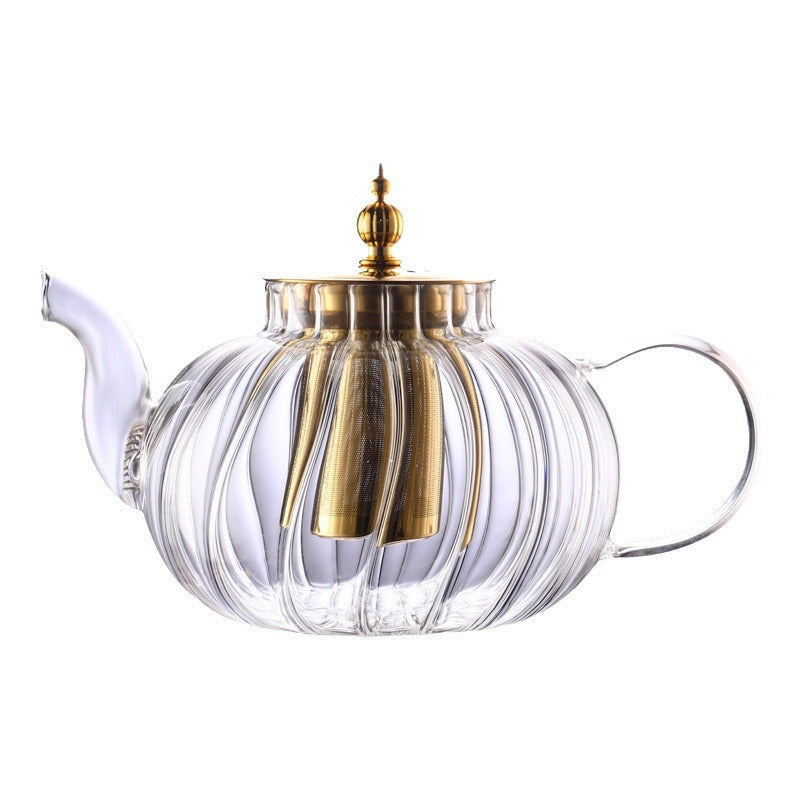 BowLift 丨Tea water separation stainless steel glass striped teapot