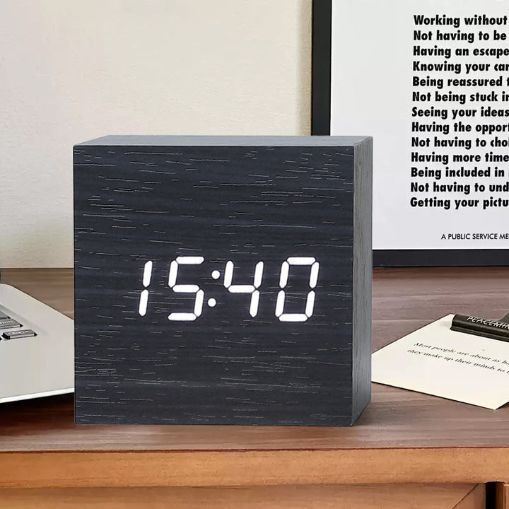 BowLtt|Square Digital Clock Thermometer(Material: Sleek Body; Function: Time Display   Temperature Monitoring; Application: Bedside Placement, Home Decoration)