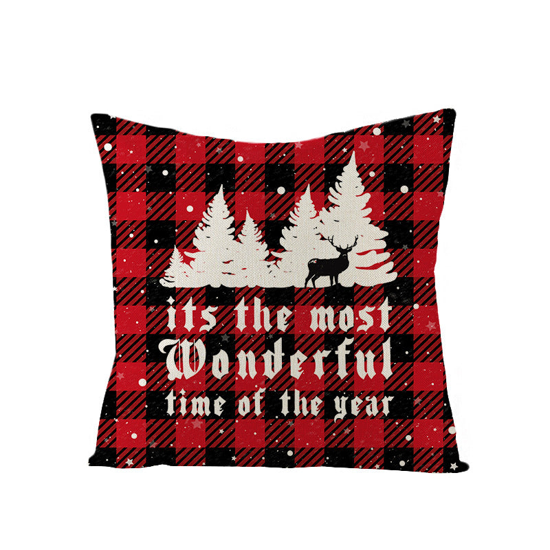 Festive Linen-Texture Decorative Throw Pillow Cover with Sleigh Rides Graphic