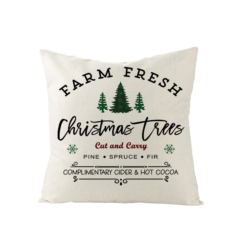 Festive Linen-Texture Decorative Throw Pillow Cover with Sleigh Rides Graphic