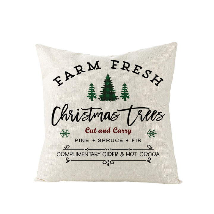 Festive Linen-Texture Decorative Throw Pillow Cover with Sleigh Rides Graphic