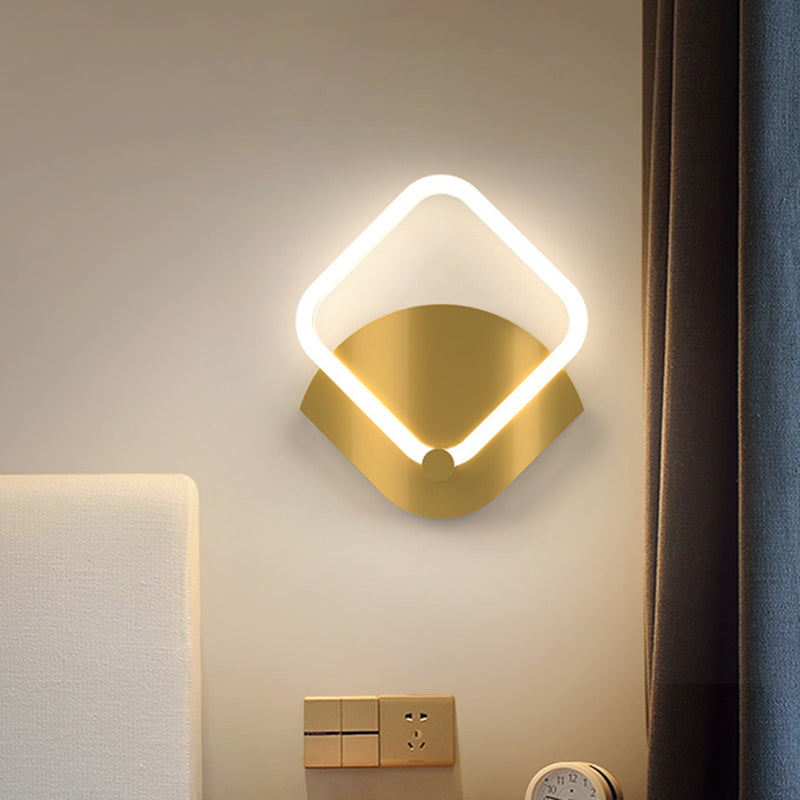 BowLift | Gold LED Rhombus Flush Wall Sconce Modernism Acrylic Wall Lighting Ideas in Warm/White Light