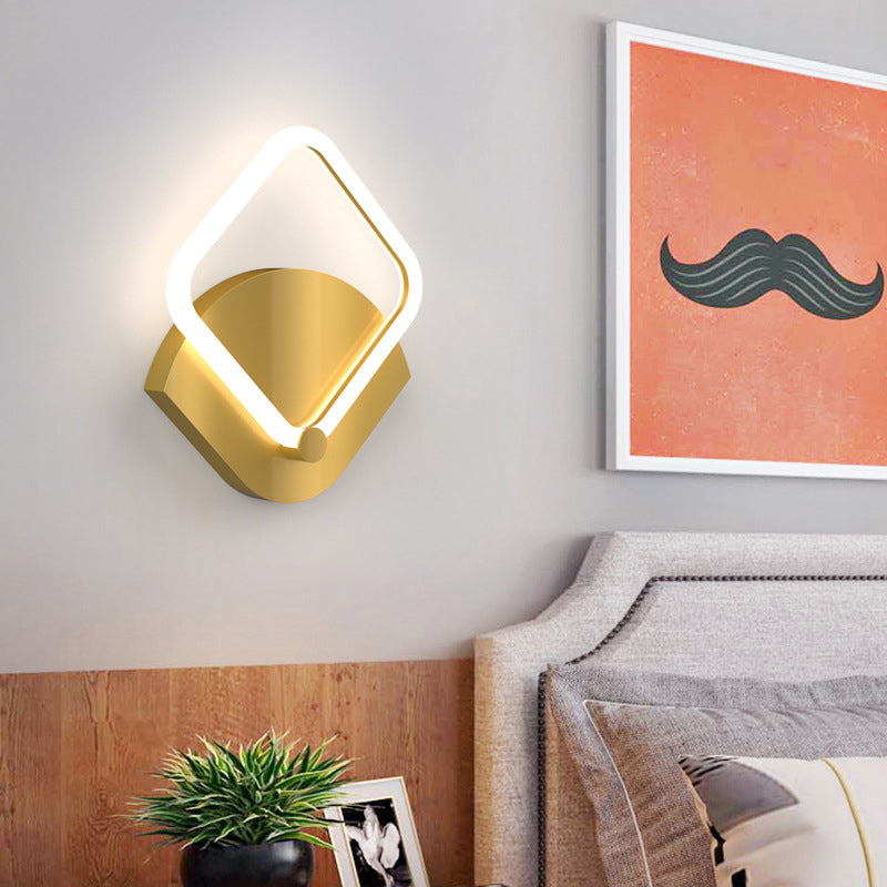BowLift | Gold LED Rhombus Flush Wall Sconce Modernism Acrylic Wall Lighting Ideas in Warm/White Light