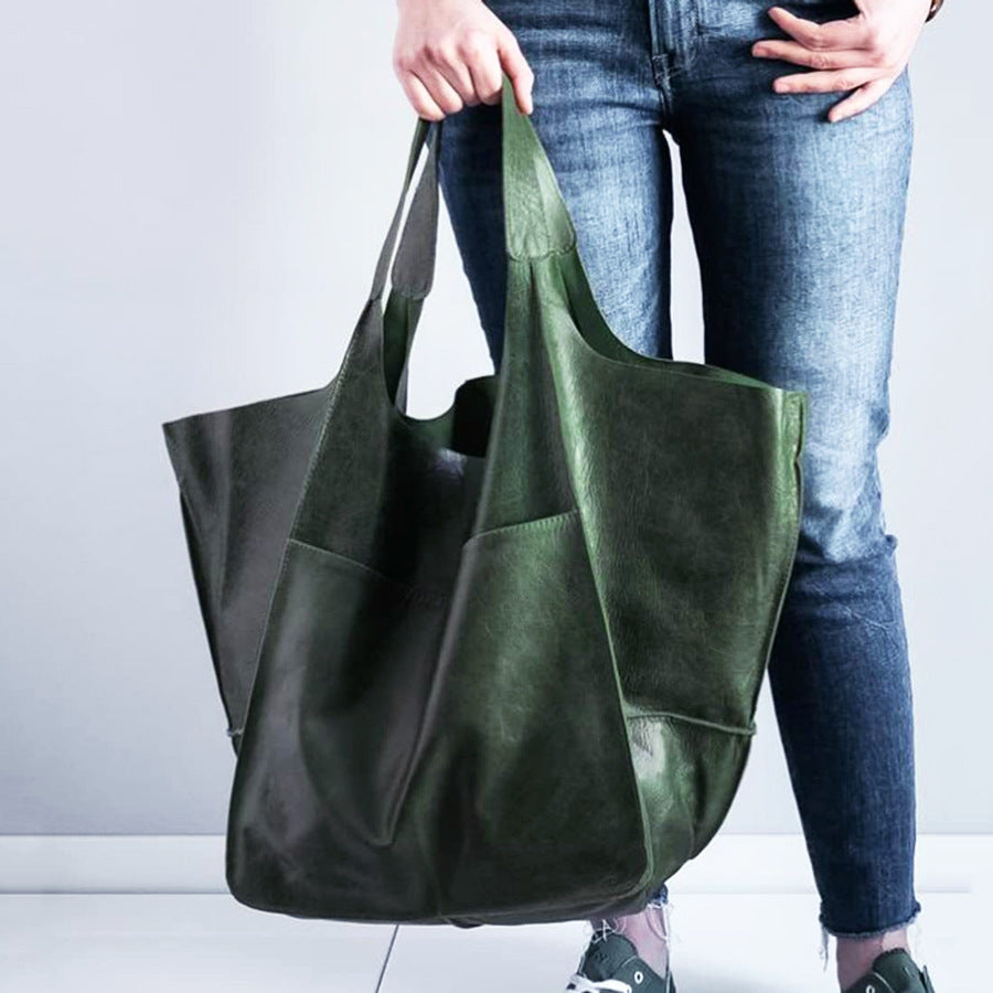 BowLift 丨 Women's Fashionable Simple Soft Leather Large Capacity Shoulder Tote Bag