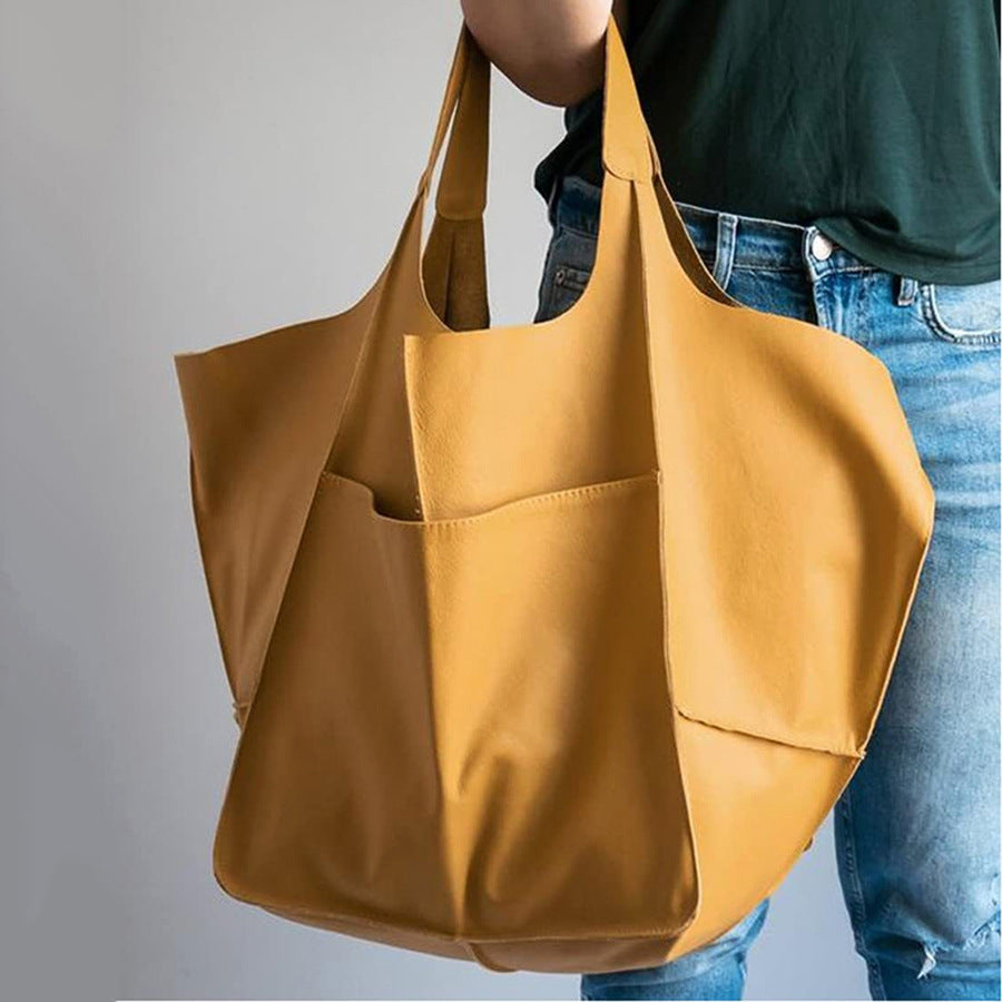 BowLift 丨 Women's Fashionable Simple Soft Leather Large Capacity Shoulder Tote Bag