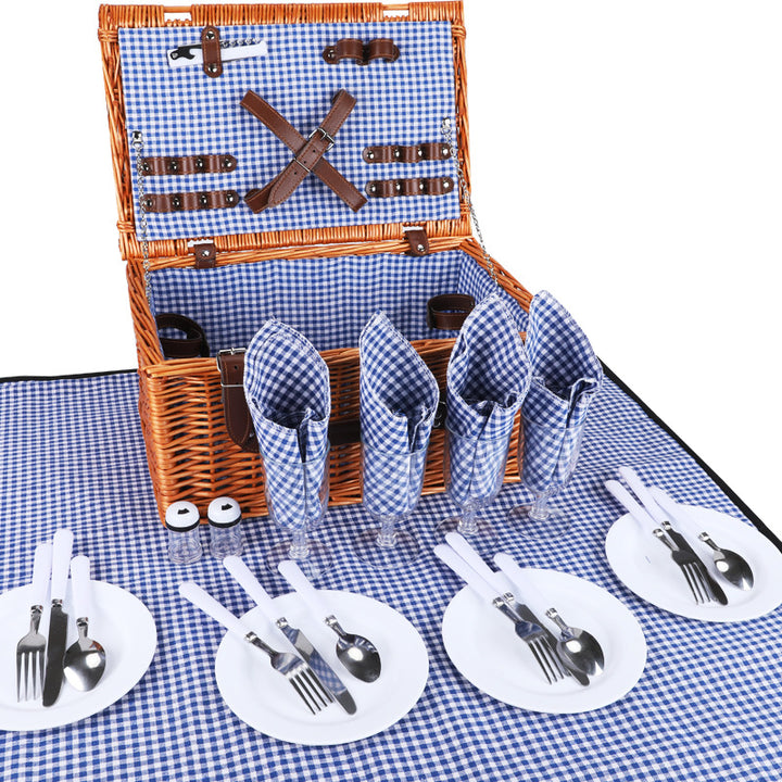 Ladies luxurious picnic basket with integrated crockery set and insulated cooler compartment Bowlift