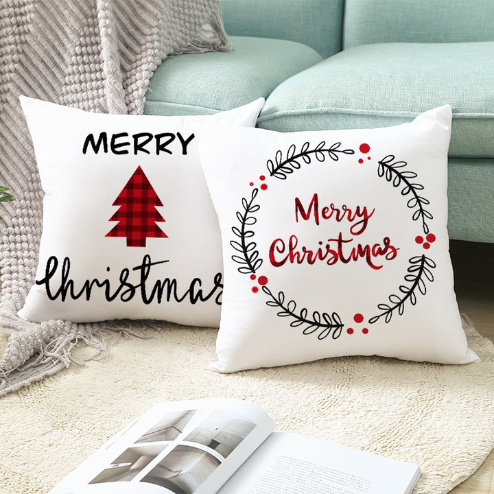Festive Christmas Tree Typography Throw Pillow Cover