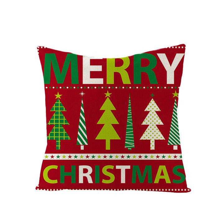 Festive Linen-Texture Decorative Throw Pillow Cover with Sleigh Rides Graphic