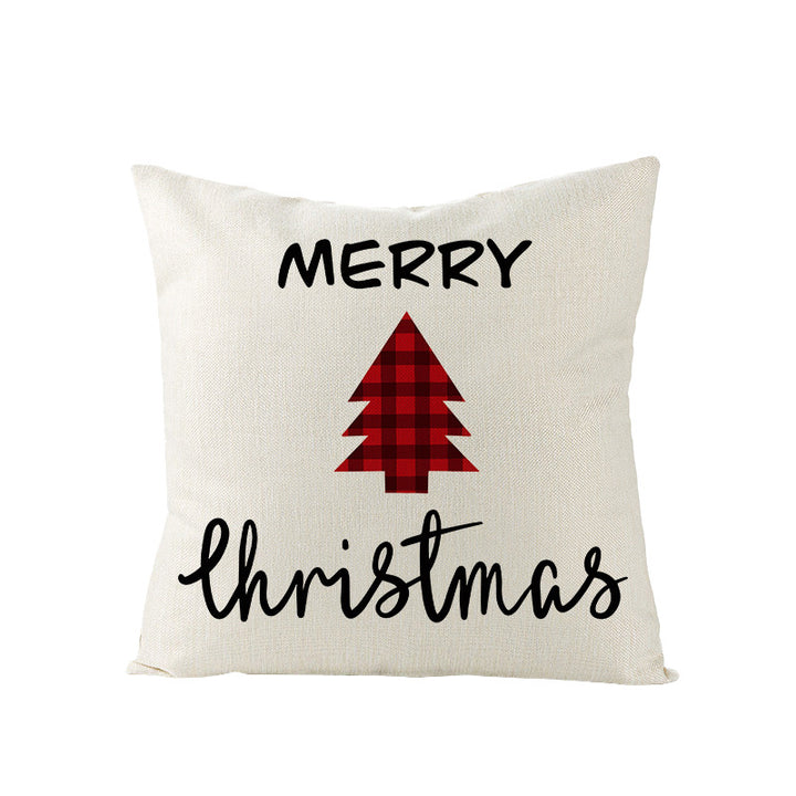 Festive Linen-Texture Decorative Throw Pillow Cover with Sleigh Rides Graphic