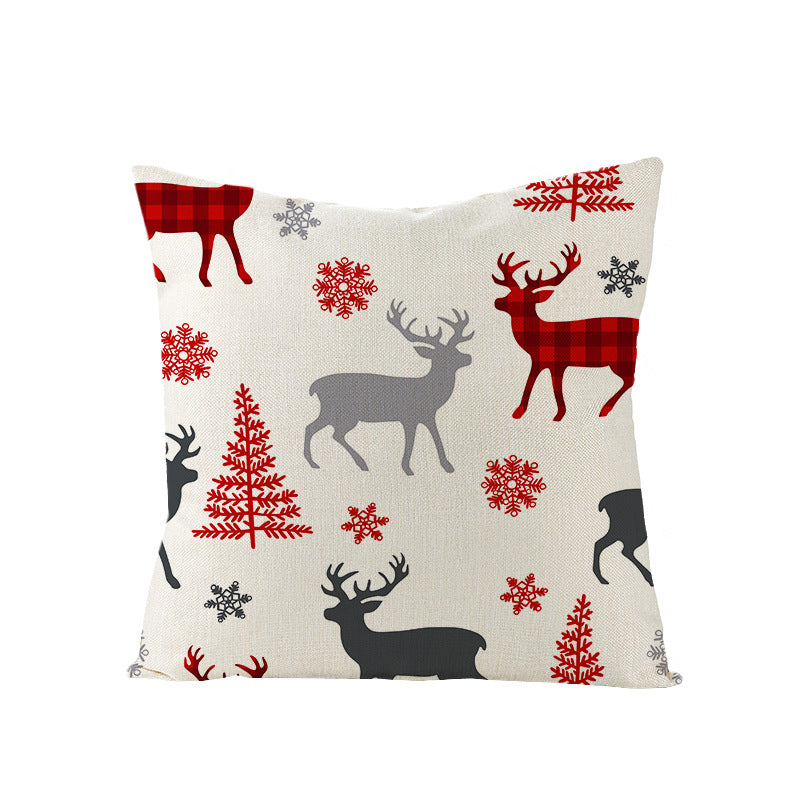 Festive Linen-Texture Decorative Throw Pillow Cover with Sleigh Rides Graphic