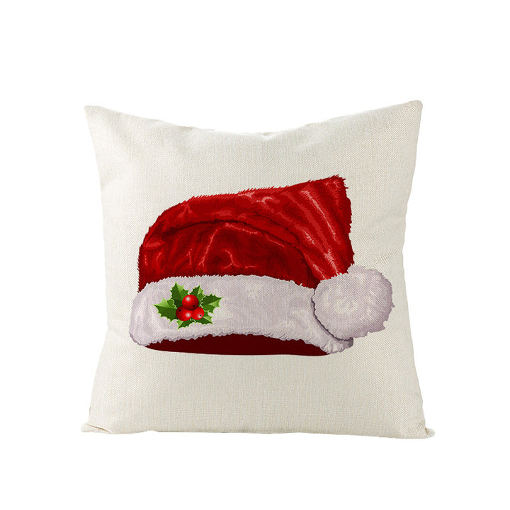 Festive Linen-Texture Decorative Throw Pillow Cover with Sleigh Rides Graphic