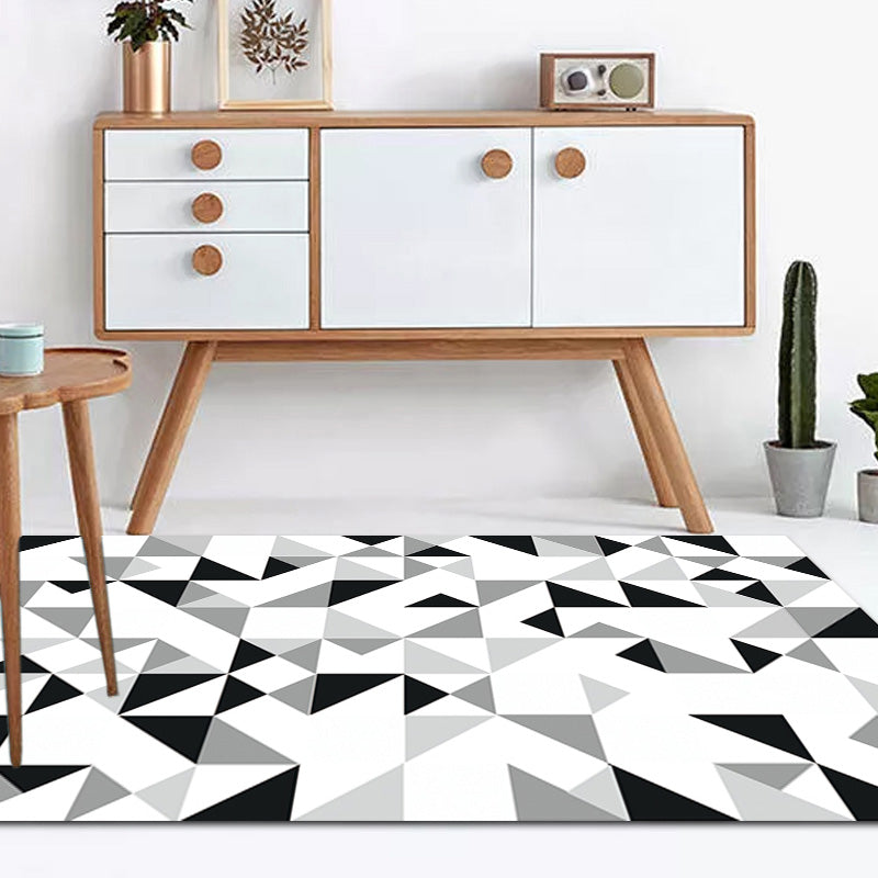 Black geometric pattern rug polyester modern rug washable non-slip pet-friendly rug for the living room | Bowlift