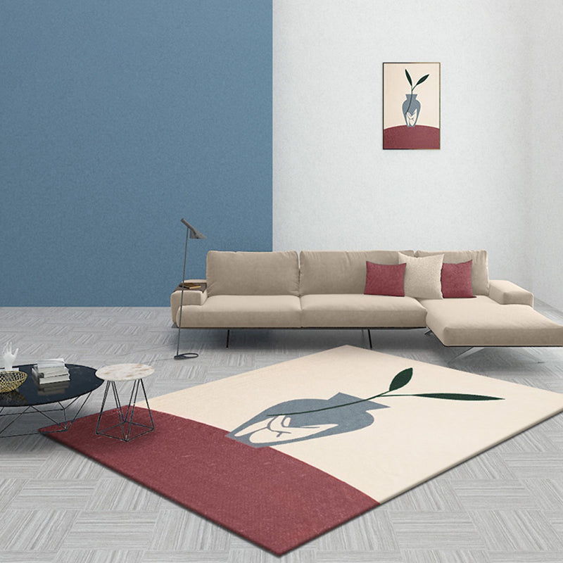 BowLift | Modernist Vase Pattern Rug Blue and Orange Polyester Rug Non-Slip Back Washable Pet-Friendly Rug for Home