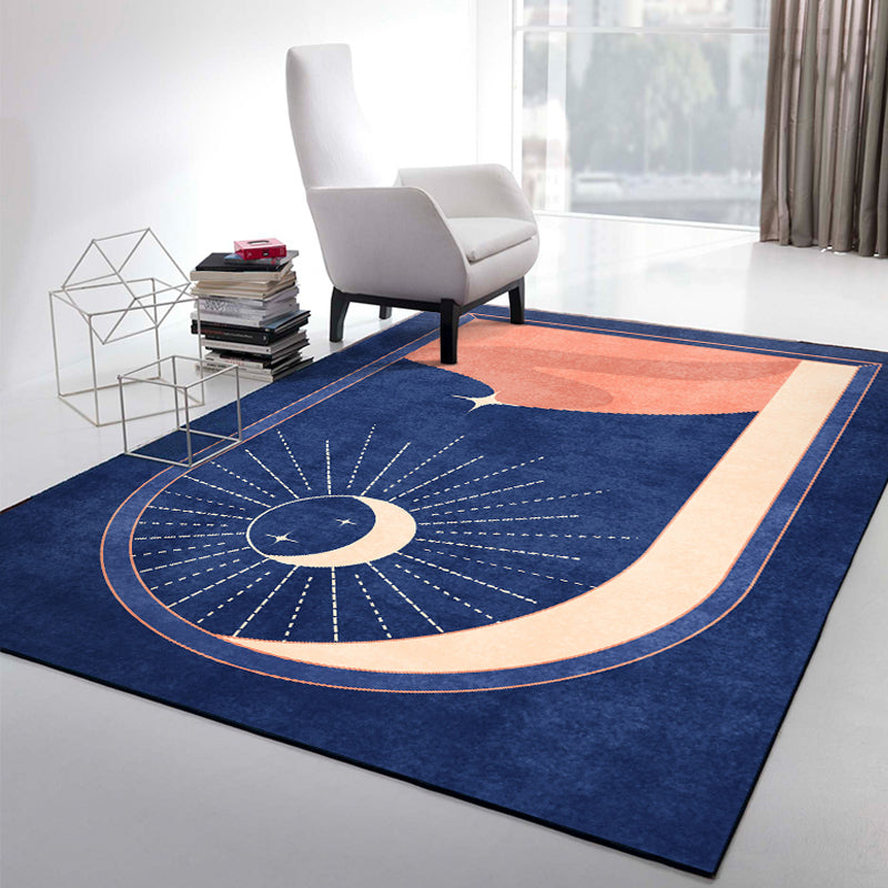 Blue Moon Pattern Carpet Polyester Modern Carpet Washable Non-Slip Pet-Friendly Carpet for the Living Room | Bowlift