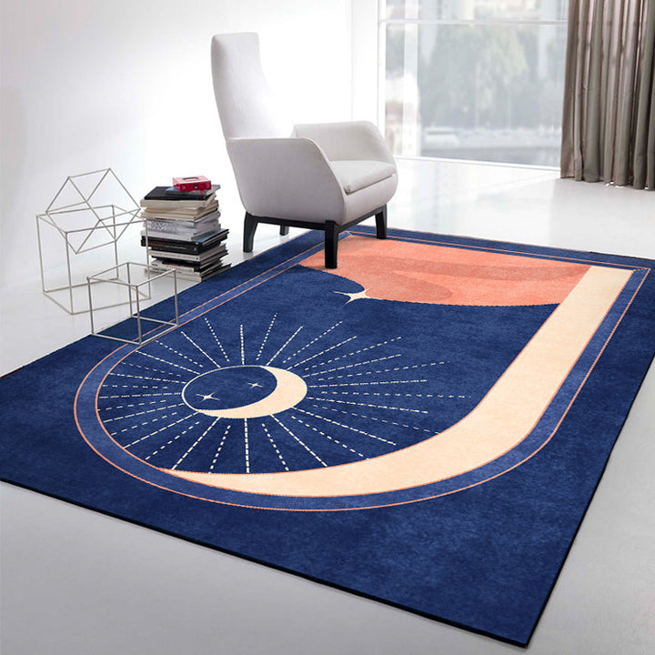 Blue Moon Pattern Carpet Polyester Modern Carpet Washable Non-Slip Pet-Friendly Carpet for the Living Room | Bowlift