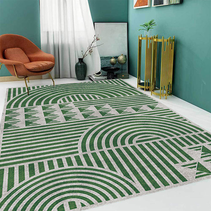 Creative Modernist Carpet Polyester Geometric and Stripe Pattern Carpet Washable Pet-Friendly Non-Slip Carpet for the Living Room | Bowlift
