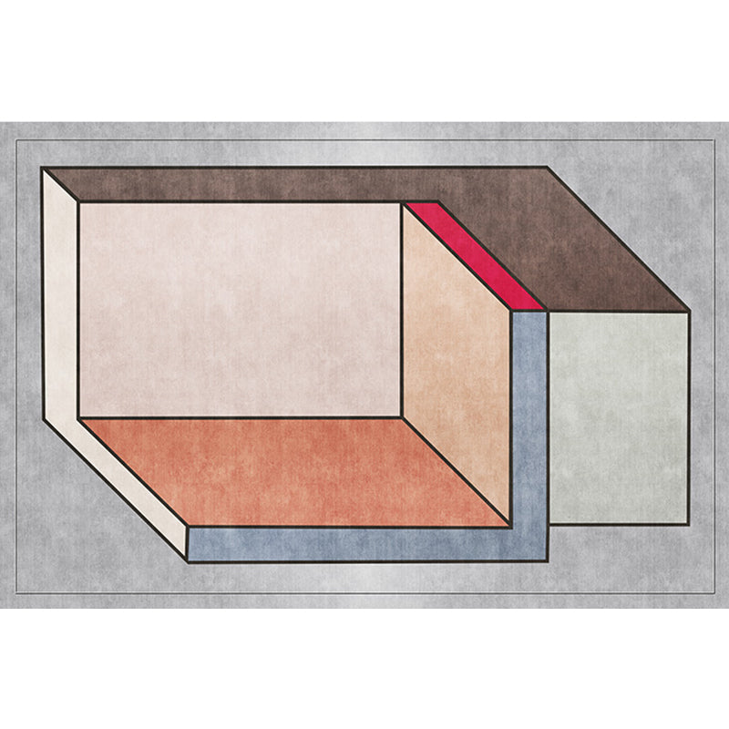 BowLift | Funky Nordic Rug Gray and Blue 3D Geometric Pattern Rug Pet-Friendly Non-Slip Washable Area Rug for Decoration